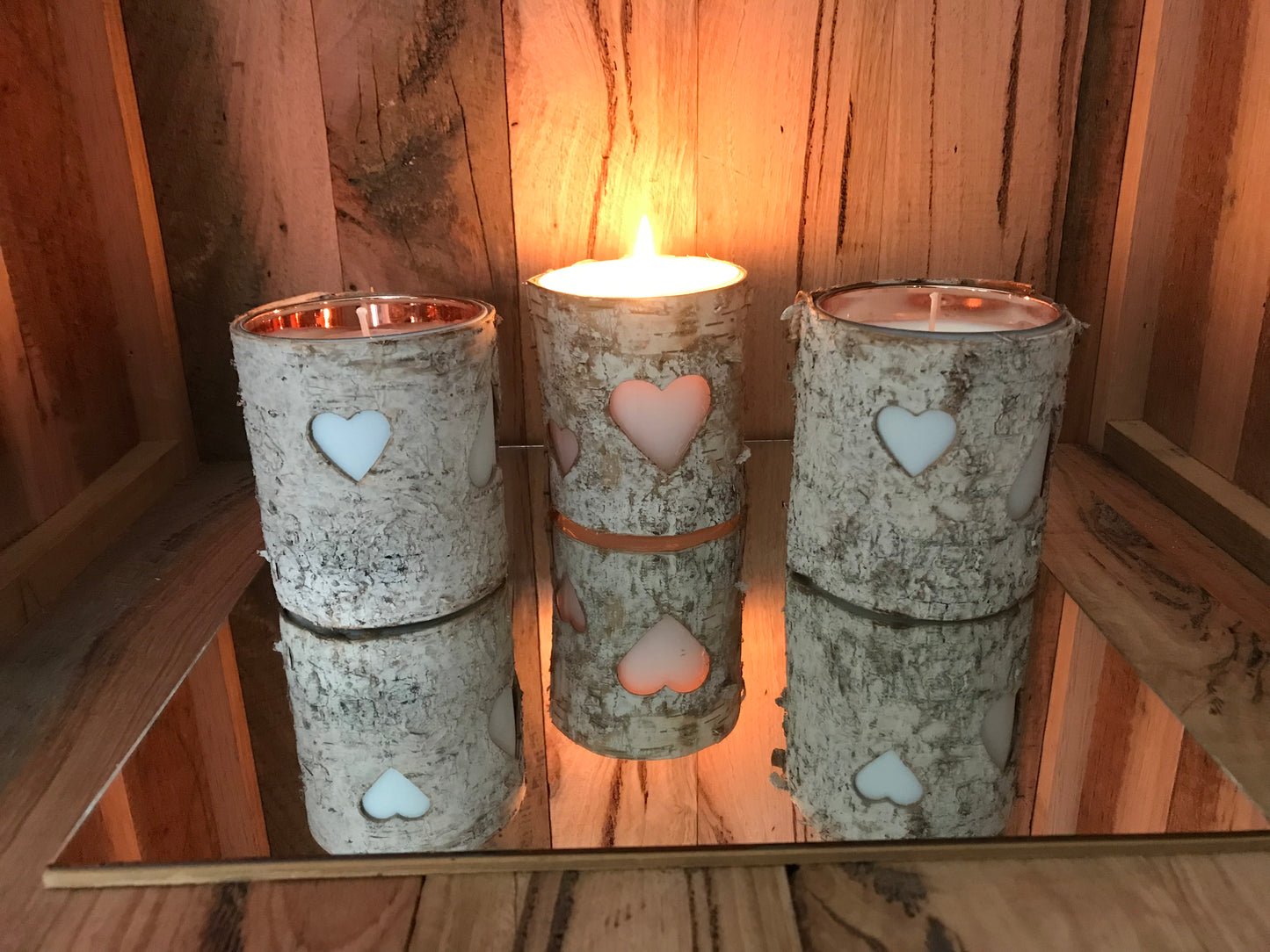 Snowy Mountains Bark Wrapped Candle