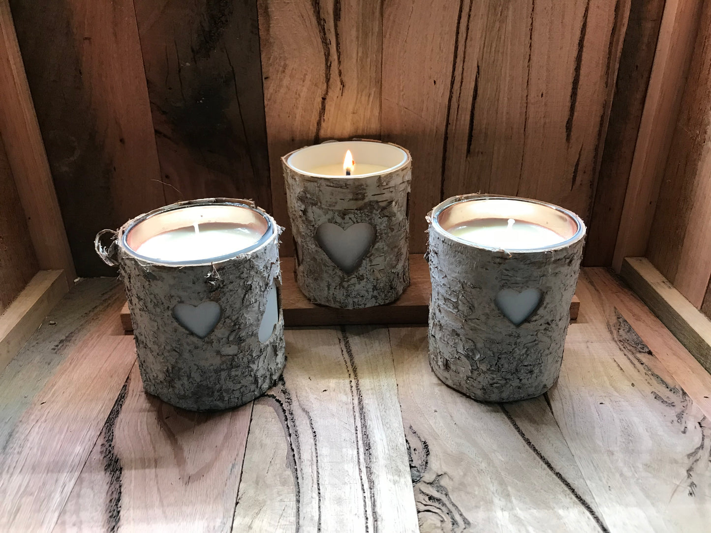 Snowy Mountains Bark Wrapped Candle